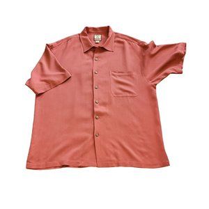 Mens Tommy Bahama Salmon Silk Button down short sleeve shirt Sz L